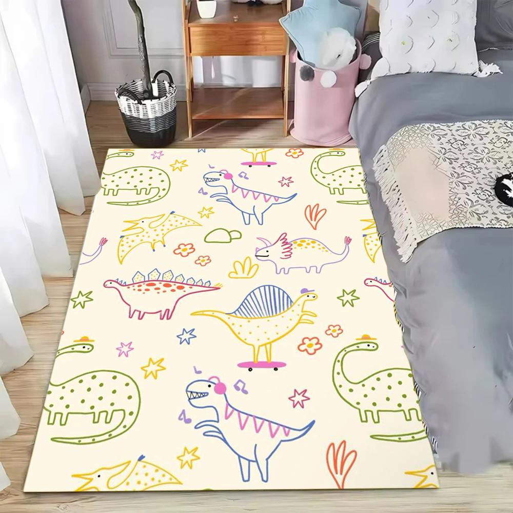Süßer Verspielter Cartoon Dinosaurier Thema Kinder Dekor Teppich für Kinderzimmer Spielzimmer Wohnzimmer Heimdekor Weich Rutschfest Langlebig