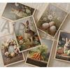 6Pcs Retro Bunny Easter Canvas Wall Art Easter Eggs Wreath Posters Prints Paintings Rustic Countryside farmhouse Pictures Wall Decor for Living Room