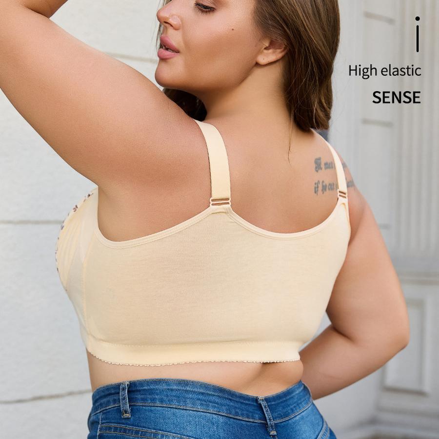 A-G Cup 36-52 Extra Large Size Bra - Seamless Design with Printed Closure