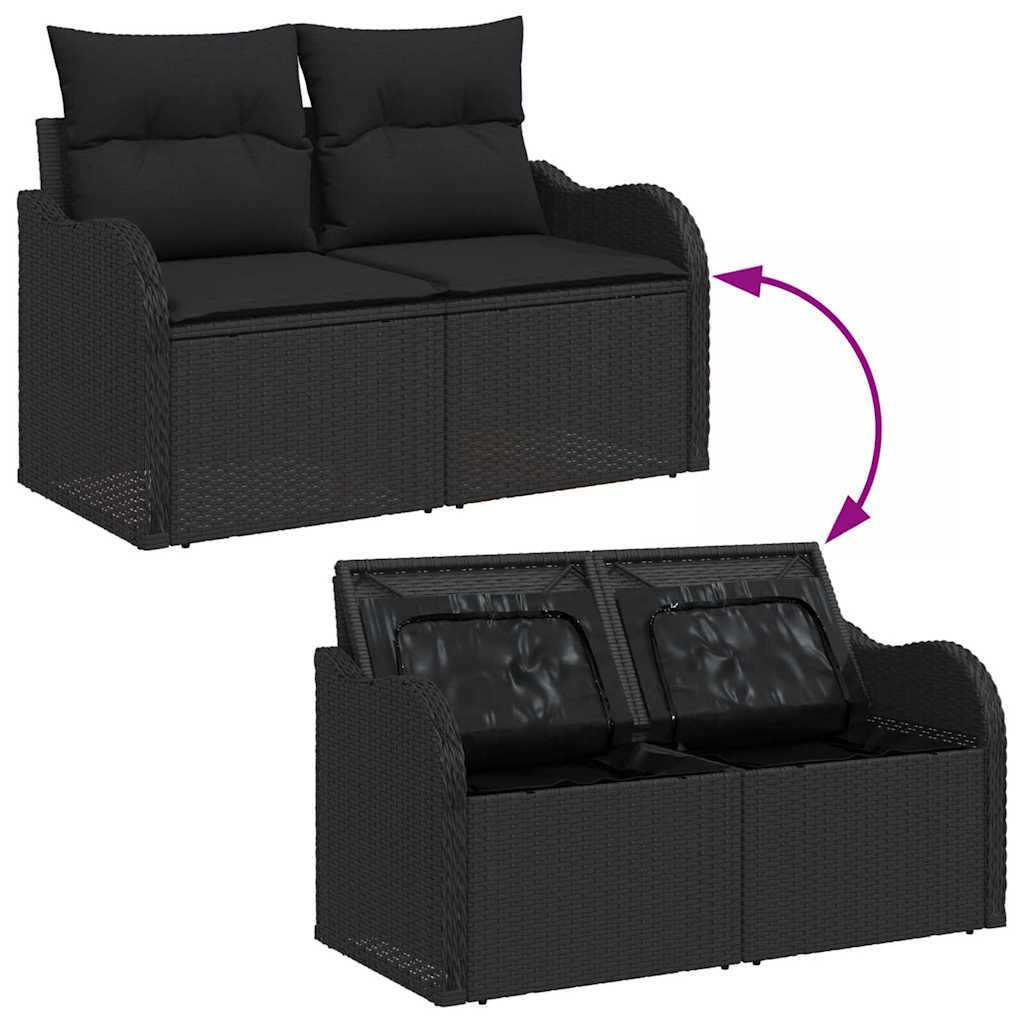 Garden Sofa Set with Cushions 4 pcs Black Poly Rattan