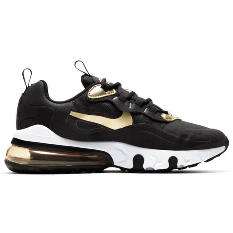 New Nike Air Max 270 React Black Metallic Gold Star GS BQ0103-018