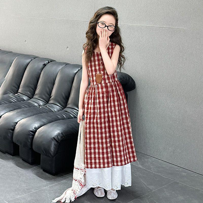Korean Plaid Summer Outfit for Girls - Trendy Two-Piece Dress Set