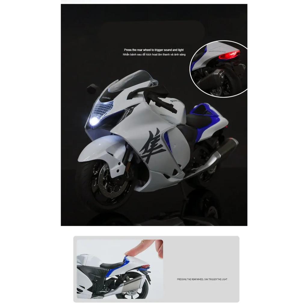 1/9 Suzuki Hayabusa GSX-1300R Alloy Motorcycle Model Toy Vehicle Collection Carrying Lighting Off Road Autocycle Toy Car