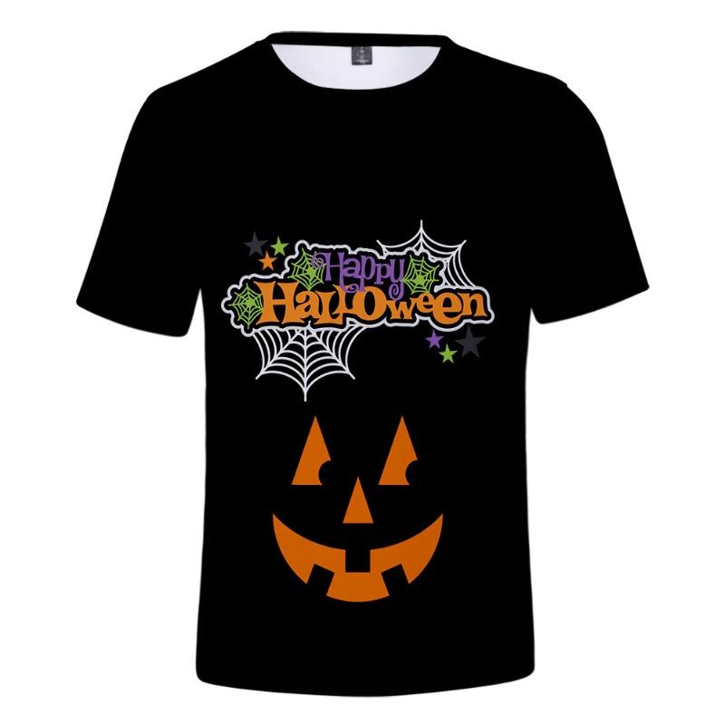Summer Top Christmas Pumpkin Lantern Theme 3D Printed Fashionable Comfortable Children's Short Sleeved T-shirt
