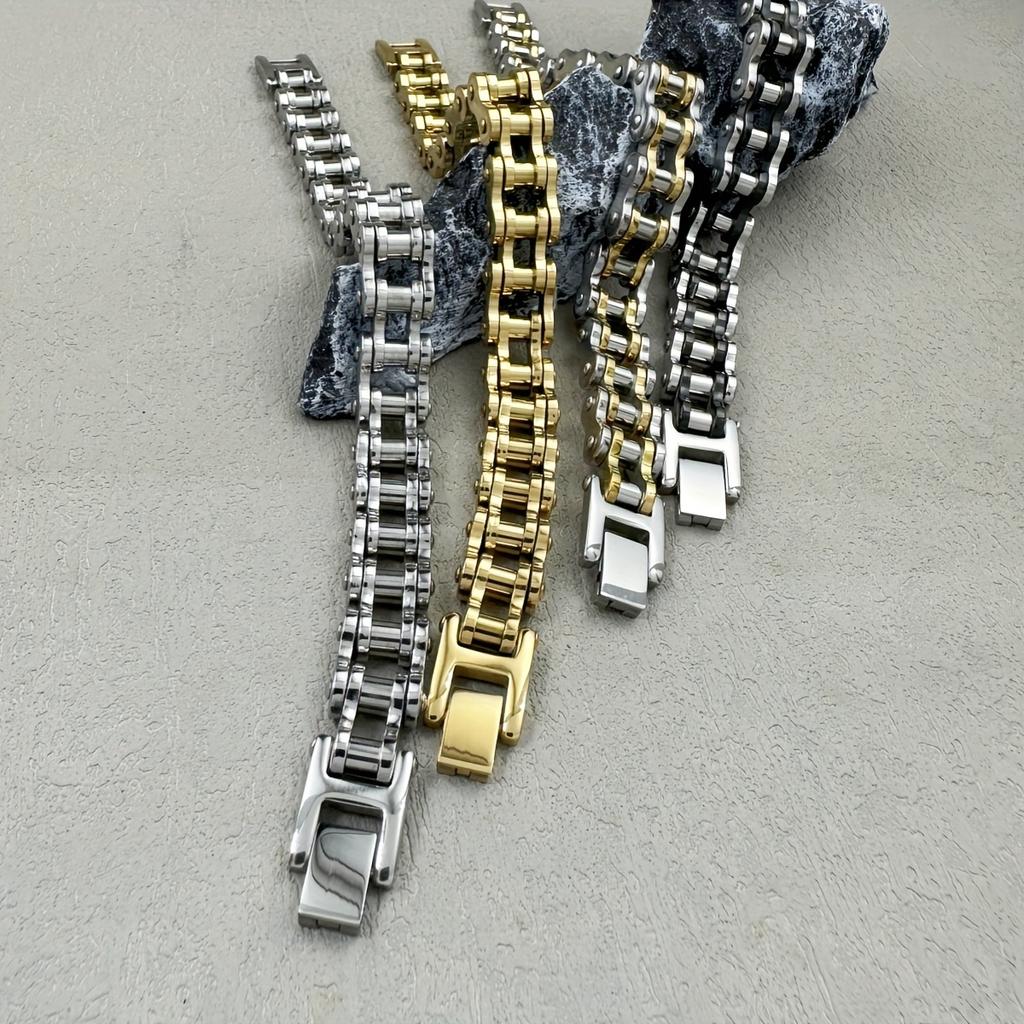 1pcs Punk Rock Stainless Steel Biker Mens Bracelet Link Chain Motorcycle Bike Bicycle Chain Bracelets Bangles