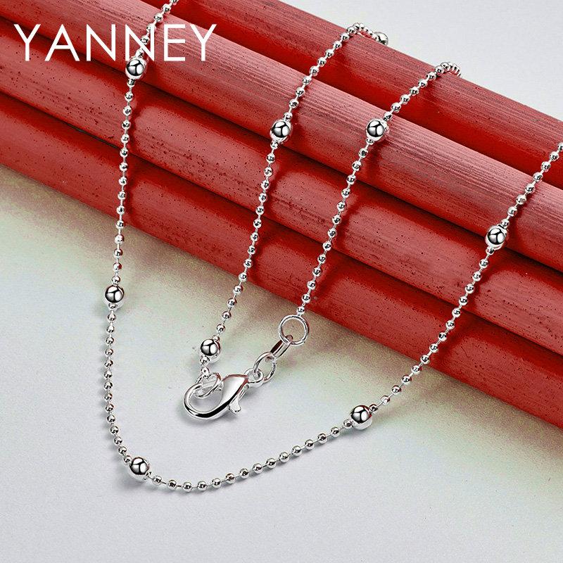 New 925 Sterling Silver 16-24 Inches Sweater Bead Chain Necklace Women Fashion Charm Wedding Party Favors Jewelry