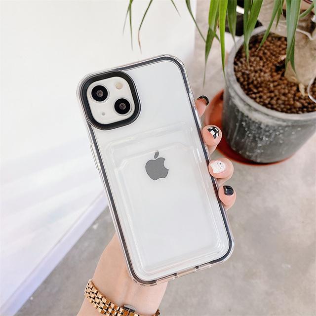 2 v 1 Priehľadné puzdro na telefón s priehradkou na karty, odolné voči nárazom, pre iPhone 13 11 12 Pro Max Xr Xs 14pro 12 13, mäkký priehľadný nárazník, zadný kryt