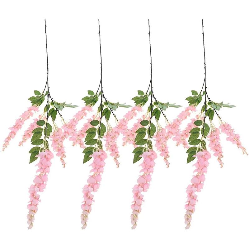 1/2Pcs 108CM Artificial Flowers 5 Fork Fake Flowers Vine Wisteria Garland for Home Room Decor Garden Wall Wedding Decoration