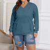 Women's Fashion Casual Solid Color Long Sleeve Oversized Pocket Plus Size Top