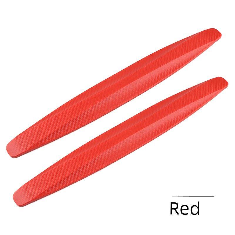 Automobile Anti-Collision Bars Bumper Neutral Thickened Car Head Anti-Scratch Car Door Front Bumper Anti-Collision Tape Front Face Mounted In Stock Red Carbon Fiber Pattern [Set of 2]