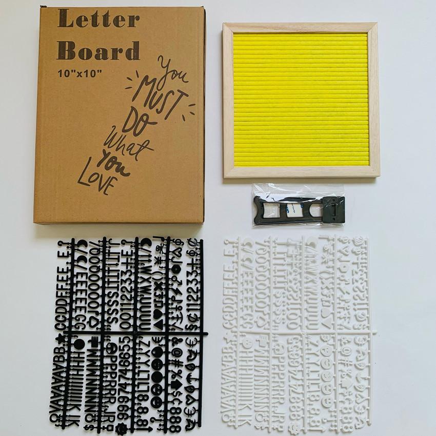 10*10 Felt Letter Decorative Boards Wood Message Board Birthday Party Letterboard 460 Letters Photo Frame with Bracket Kids Gift