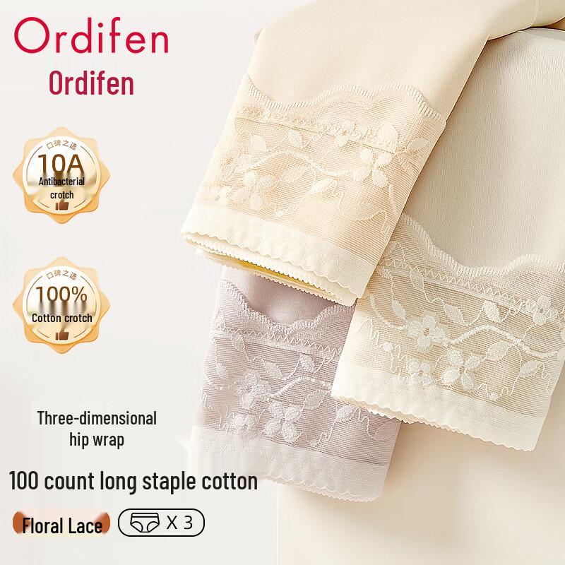 Ordifen Women's Cotton Lace Briefs 3-Pack
