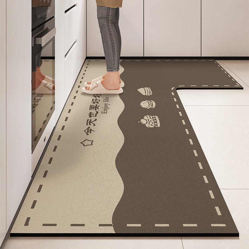 L-shaped Diatom Mud Easy To Clean Foot Pad High-quality Dirt-resistant Anti-slip Pad Household Water-absorbent Oil-absorbent Floor Mat
