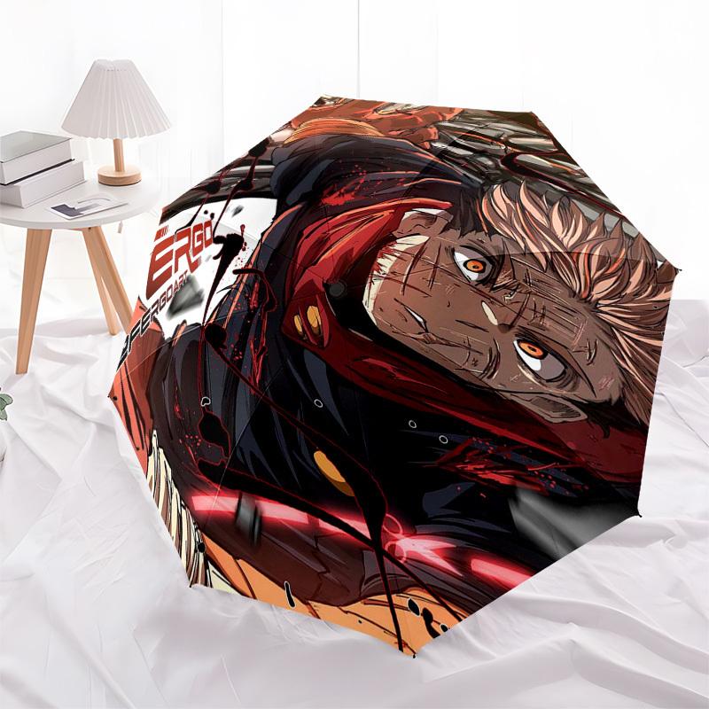 

1pc Jujutsu Kaisen Design Automatic Opening Closing Umbrella with Portable Tri-Fold Design, 8-Bone Iron Frame, Outdoor, Ideal Gift for Fans, Travelers