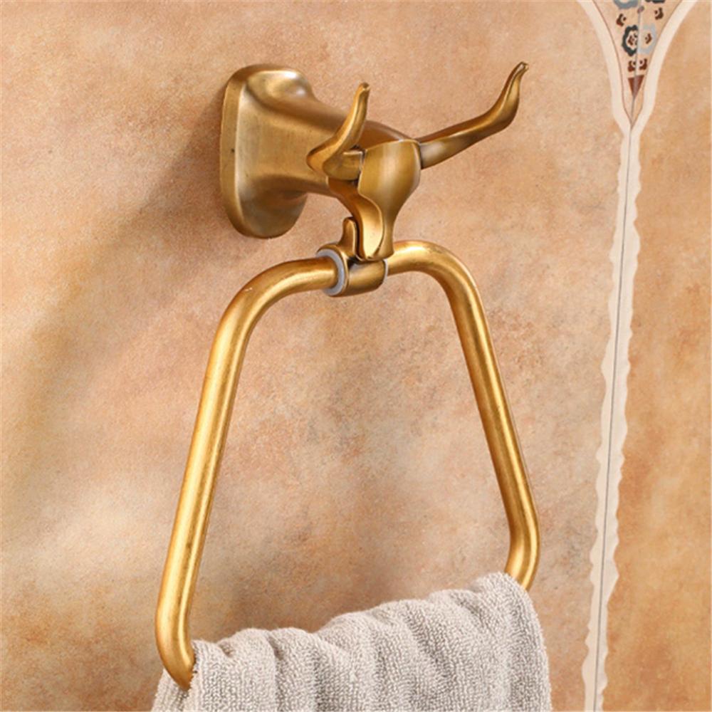 Tuqiu Antique Cow Towel Hanger Wall Mounted Black Towel Rack Bathroom Towel Ring Aluminum Towel Bar Rail White Towel Holder