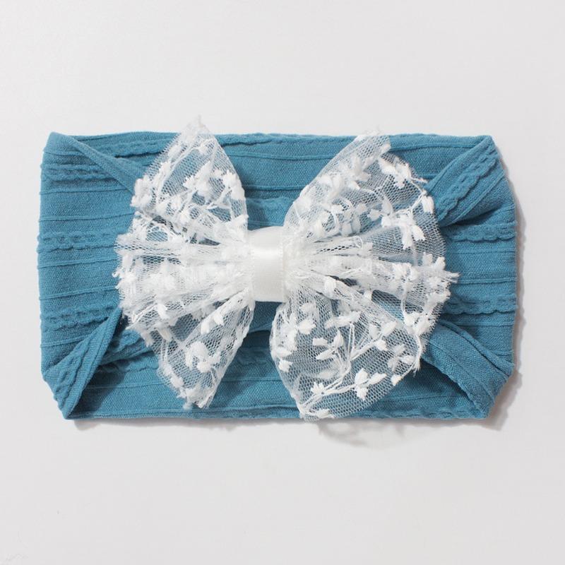 New Jacquard Baby Elastic Headband, Cute Lace Bow Children's Headscarf, Thin Baby Headband