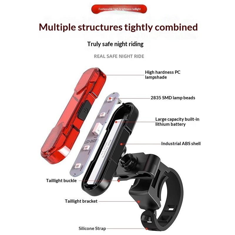 Lampă LED Impermeabilă pentru Bicicletă Reîncărcabilă prin USB Lampă de Siguranță Avertizor Spate Bicicletă Lampă Bicicletă Accesorii Bicicletă
