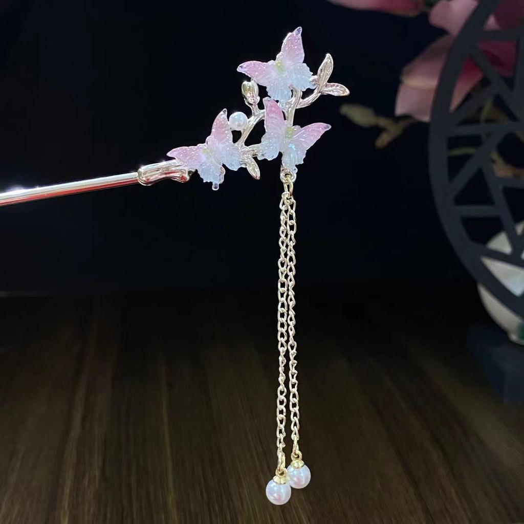 Vintage Hårnål med Tofsar: Elegant huvudbonad inspirerad av Hanfu