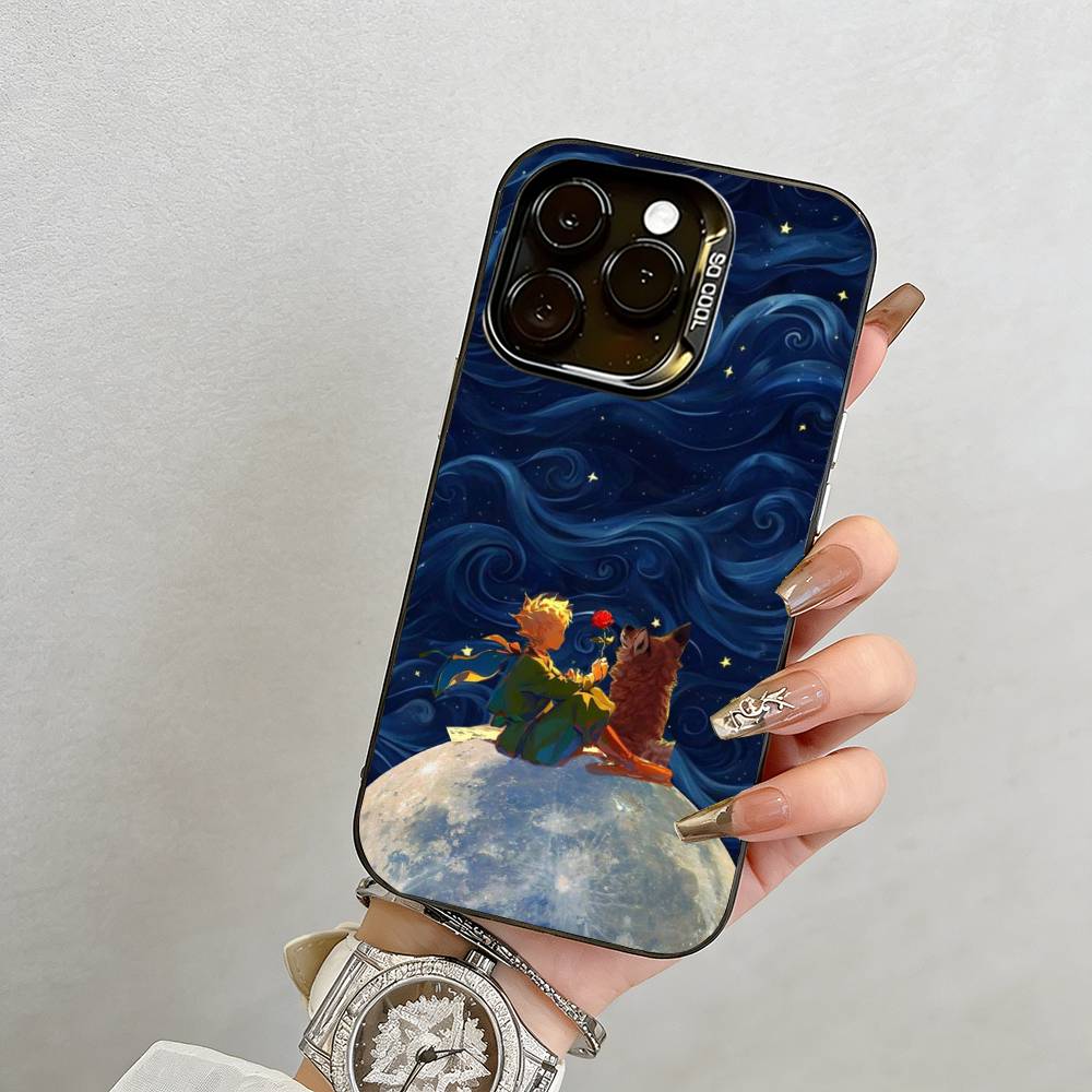 Der kleine Prinz Handyhülle Für iPhone 17,16,15,14,13,12,11 Plus,Pro Max,XS,Bunte Silberne Handyhülle Funda Cover