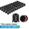10/20/50/100PCS Universal Tire Valve Cap Black Tire Valve Cover Dust Cover Suitable For Cars Bicycles Truck And Motorcycles