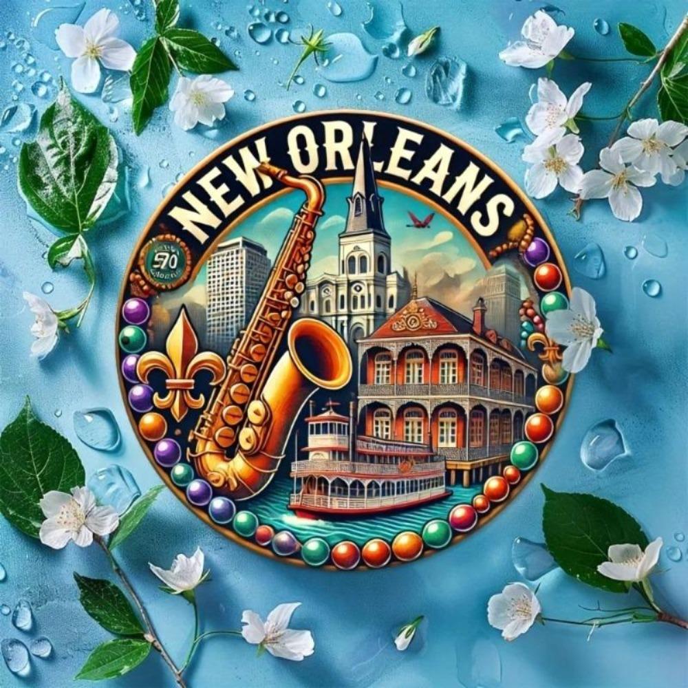 Vintage Metal Tin Sign New Orleans Wall Art Rustic Decor