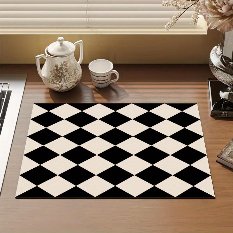 1Pcs Rubber Drying Mat With Checkerboard Pattern Drying Mat For Coffee Shop Restaurant Kitchen Carpet Tableware Durable Diatom