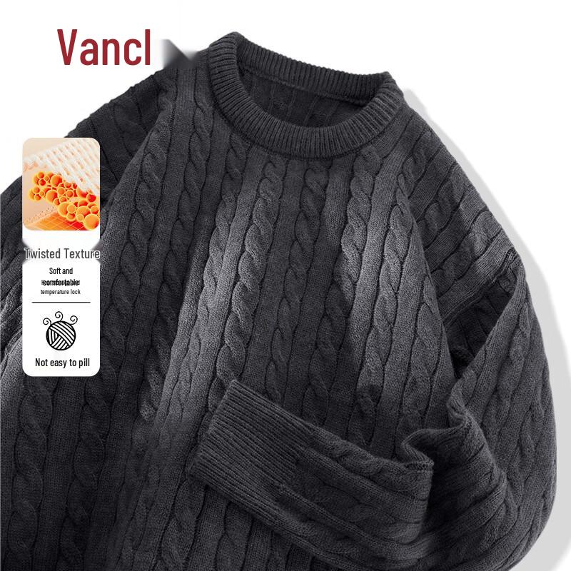 VANCL Men's Cable Knit Round Neck Sweater