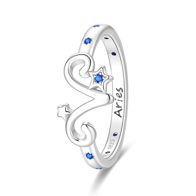 New 925 Silver Twelve Constellation Series Zircon Ring For Women Fit Wedding Party Jewelry Gifts