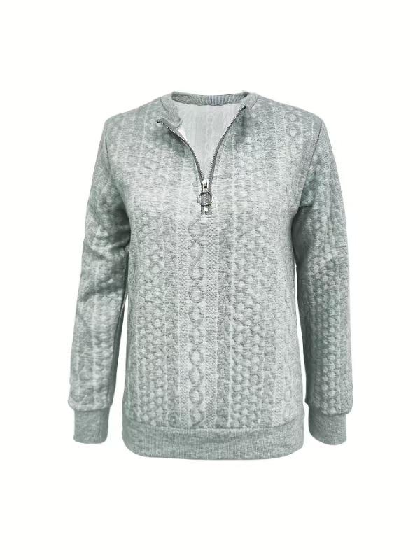 Women's Autumn/Winter Quilted Zip-Up Casual Sweatshirt, 2025 European & American Style