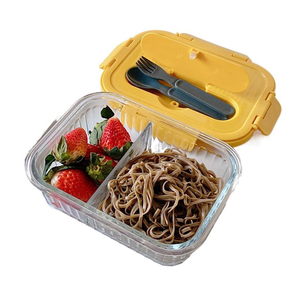 Large Capacity Glass Lunch Box Sealed Food Storage Container Vertical Stripe Lunch Box Camping