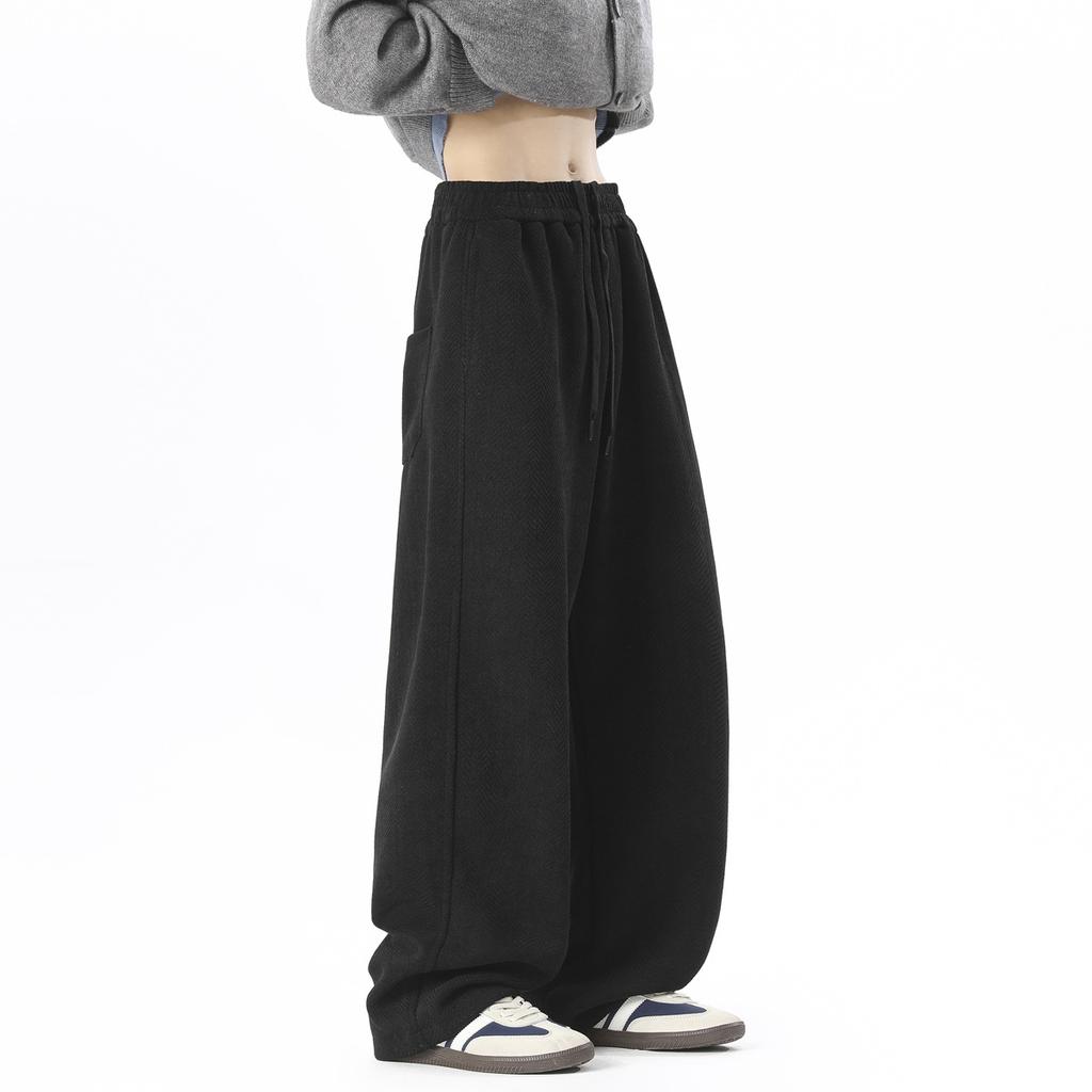 Texture straight casual pants men's autumn and winter new high street loose sweatpants drape versatile wide-leg trousers