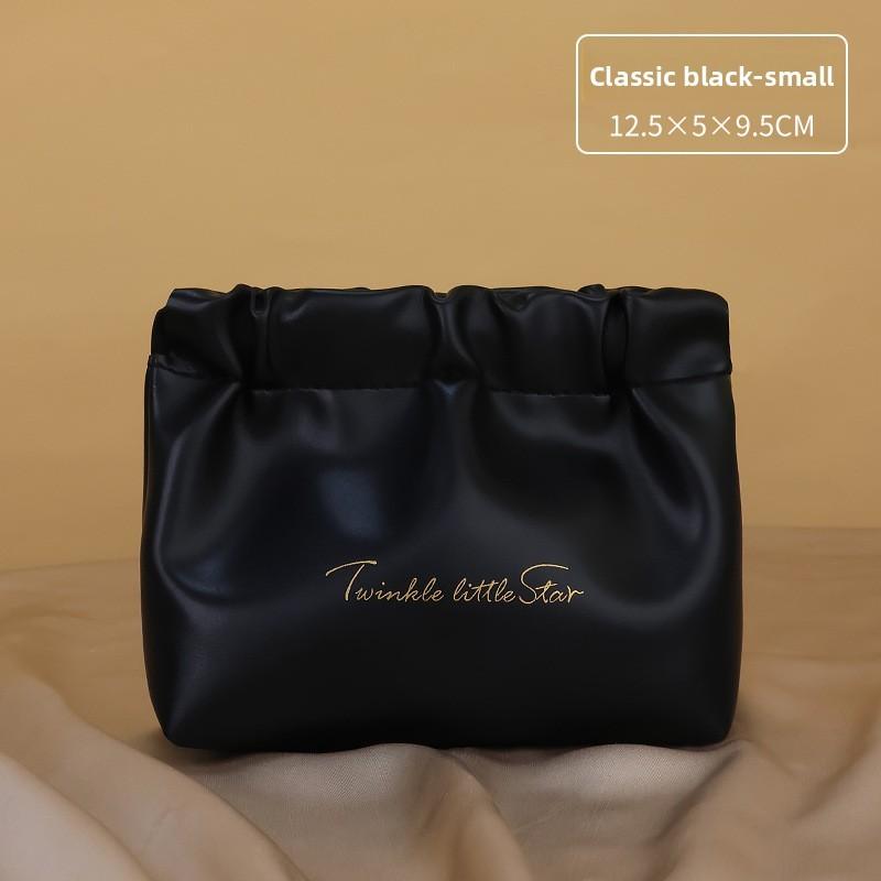 Portable Pu Makeup Bag With Solid Color For Travel And Home Organization