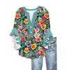 Summer Women's Tops V-Neck Seven Sleeve Shirt Spring Summer Floral Printed Tops Casual Shirt