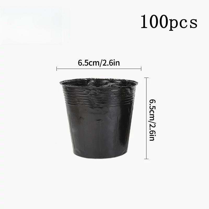 100/50Pcs Plants Nursery Pots Plastic Seeds Starter Pots W/ Holes Garden Plant Pot For Succulents Seedling Cutting Transplanting