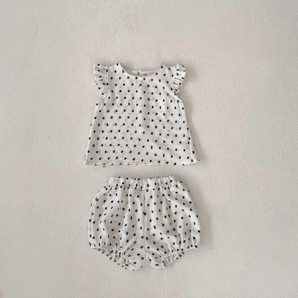 

Adorable Baby Girls Summer Outfit Set With Polka Dot Sleeveless Top And Shorts In Creamy White 73cm/28.74in
