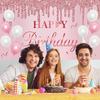 Pink Birthday Banner - Happy Birthday Banner Backdrop Decorations Sign Party Supplies
