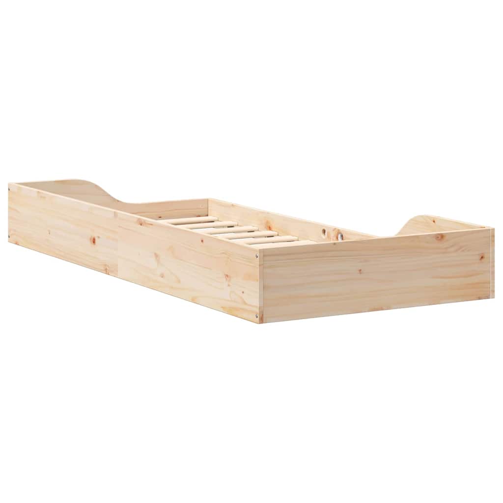 Bed Frame In Brown 80 X 200 Cm Solid Pine Wood