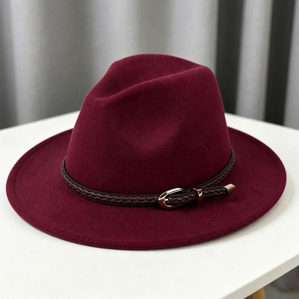 With Belt Buckle Panama Cap Vintage Cowboy Cap Fashion Rancher Hat for Men Women