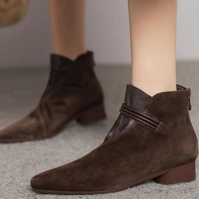 Puntige Neus Suède Warme Enkel Dames Laarzen Merk Middenhakken Katoenen Schoenen 2025 Trend Knus Feest Modeontwerper Kantoor Botas Mujer