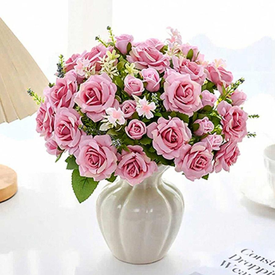 Artificial Flowers Silk Rose Wedding Bridal Fake Bouquet Valentine'Home Room Table Decor Outdoor Yard Garden DIY Photograph Prop