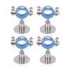 Round Base Pipe Support Bracket 4 Pack with Height Adjustment, Rubber Lined Grip and Stainless Hardware for Repairs