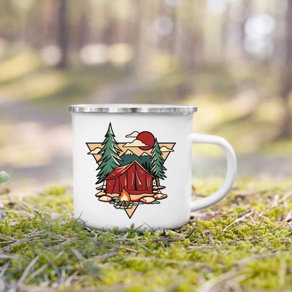 Life Is A Journey Enjoy The Ride Print Camping Mug Adventure Campfire Party Beer Juice Cup Mountain Handle Cups Gifts for Camper