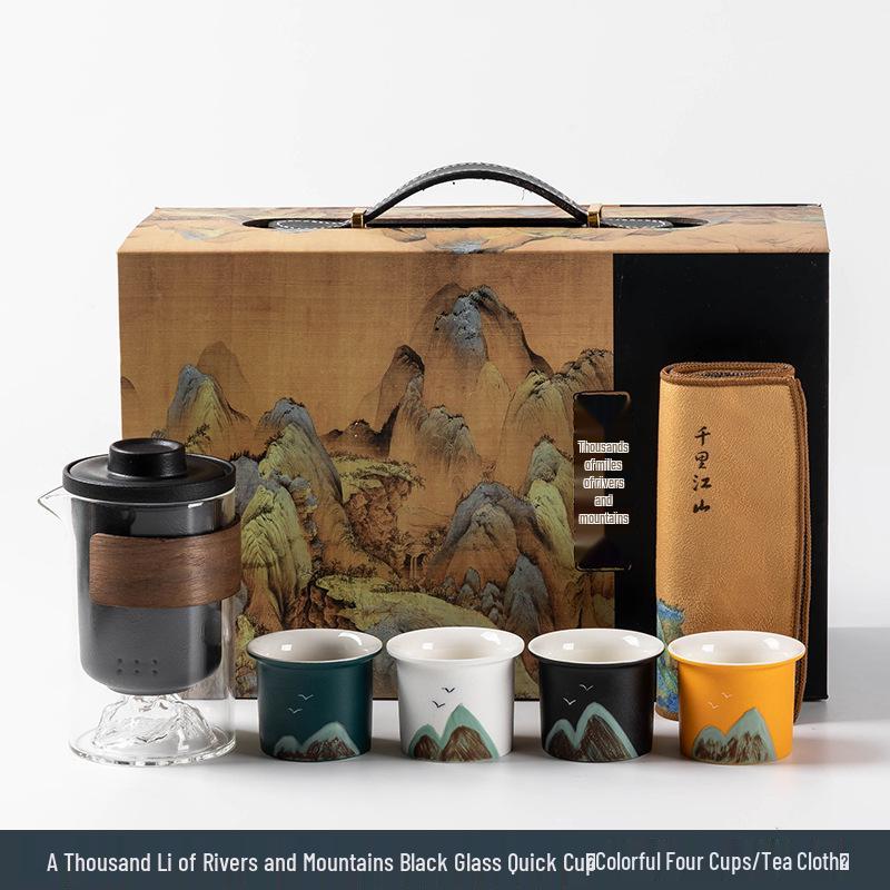 A Thousand Li of Rivers and Mountains Gift Box: Mid-Autumn & Birthday Souvenir Tea Set for Company Events