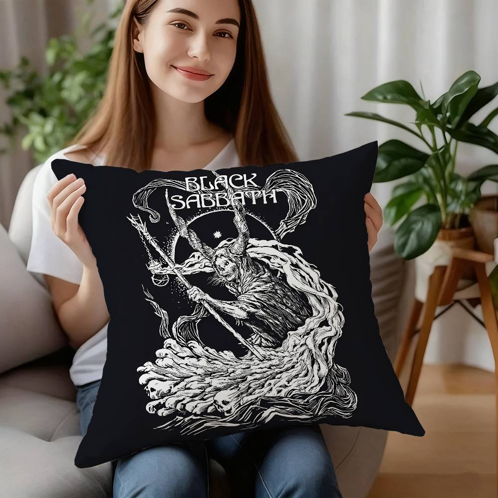 B-Black S-Sabbath Kapela Povlak na polštář Dekorativní na pohovku Domácí Oboustranný tisk Krátký plyšový Polštář Povlak na polštář Sváteční dárek
