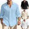 Camisa de otoño y primavera para hombre, camiseta de manga larga con una hilera de botones, Color sólido, cuello vuelto, holgada, suave y transpirable, Top de oficina diario para hombre