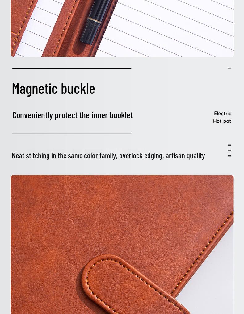 A4 Magnetic Leather Document Folder: Multifunctional Business Manager with Custom Logo