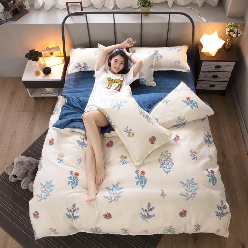 Cotton Bedding Set Sheet Geometric Flat Sheet Pillow Cover Bedding Set Home Decor