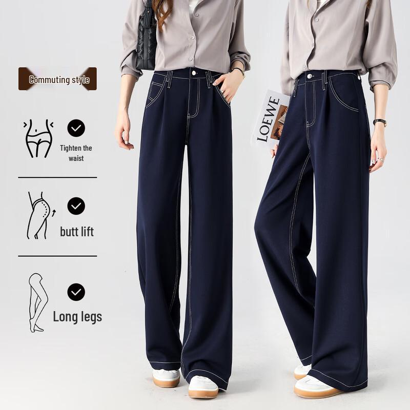 

Handu Yishe Women s Smart Commuter High-Waist Straight Wide-Leg Jeans L