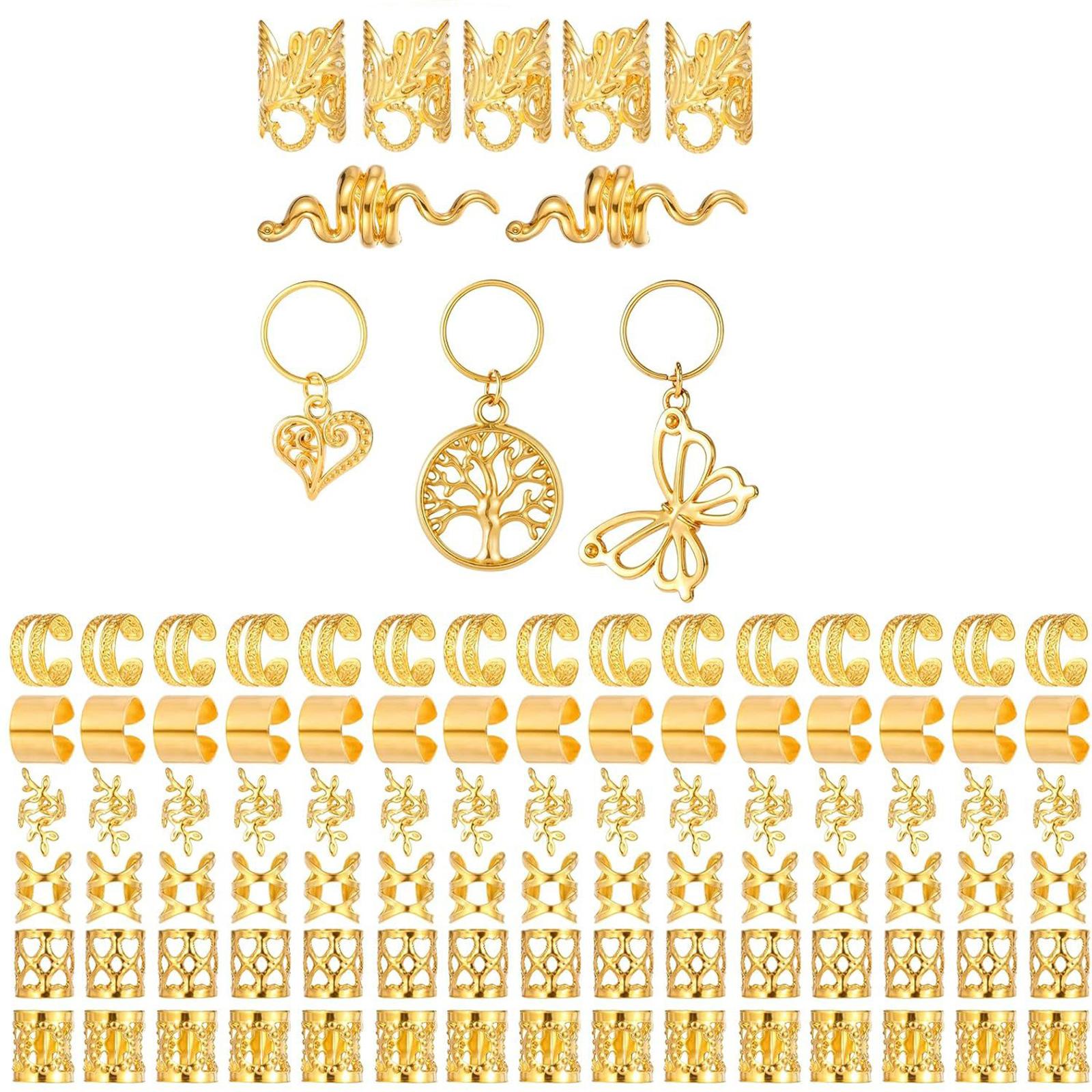 

100 шт. Золотые металлические аксессуары для волос Регулируемые кольца для дредлоков Ювелирные изделия для косичек и причесок Украшения для волос