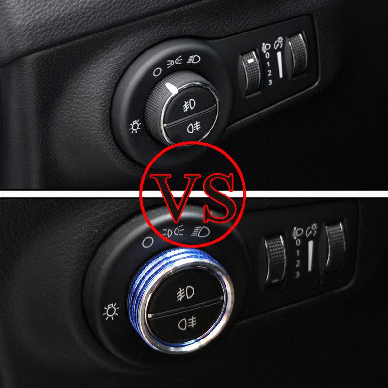 1Pc Aluminum Alloy Headlight Switch Knob Cover for Jeep Compass 2015 - 2025 Self-Adhesive Fog Light Switch Cover Decoration Set
